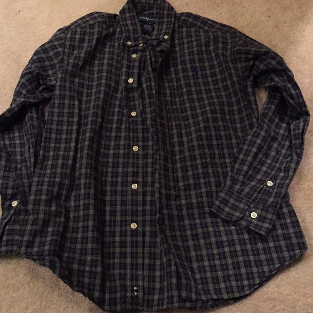 Ralph Lauren polo checkered shirt Olive green&navy
